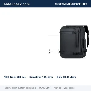 Business Backpack with Water-Resistant, Large Capacity, Padded Laptop Compartment — Custom Logo & OEM