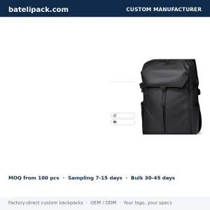 Business Backpack with Water-Resistant, Padded Laptop Compartment, Lightweight — Custom Logo & OEM