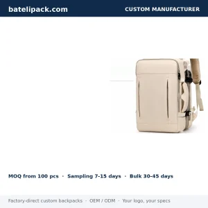 Business Backpack with Water-Resistant, Large Capacity, Padded Laptop Compartment — Custom Logo & OEM
