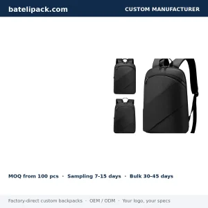 Business Backpack with Water-Resistant, Padded Laptop Compartment, Travel Use — Custom Logo & OEM