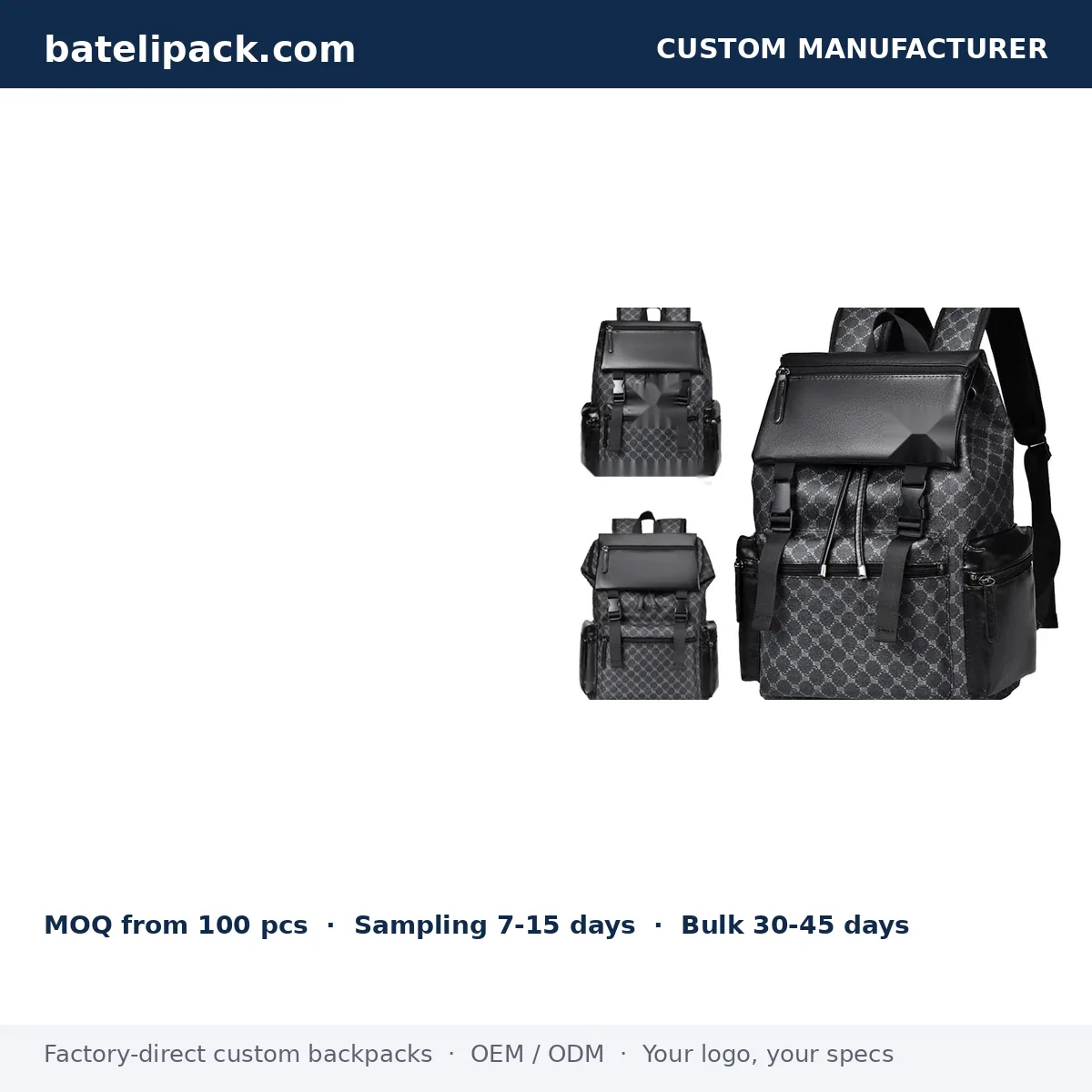 Business Backpack with Water-Resistant, Large Capacity, Padded Laptop Compartment — Custom Logo & OEM
