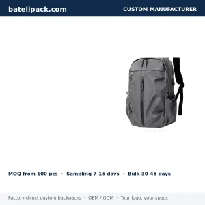 Business Backpack with Water-Resistant, Large Capacity, Padded Laptop Compartment — Custom Logo & OEM