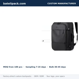 Business Backpack with Large Capacity, Padded Laptop Compartment, Travel Use — Custom Logo & OEM
