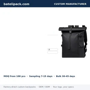 Business Backpack with Water-Resistant, Large Capacity, Padded Laptop Compartment — Custom Logo & OEM