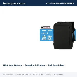 Business Backpack with Large Capacity, Padded Laptop Compartment, Lightweight — Custom Logo & OEM