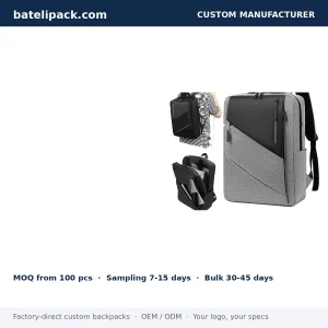Business Backpack with Water-Resistant, Padded Laptop Compartment, Lightweight — Custom Logo & OEM