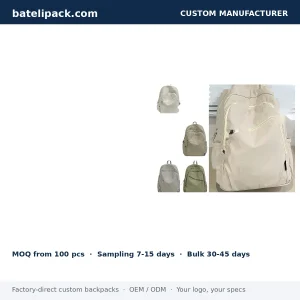 School Backpack with Large Capacity, Lightweight, Travel Use — Custom Logo & OEM