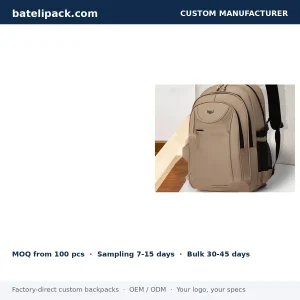 Business Backpack with Large Capacity, Padded Laptop Compartment, Travel Use — Custom Logo & OEM