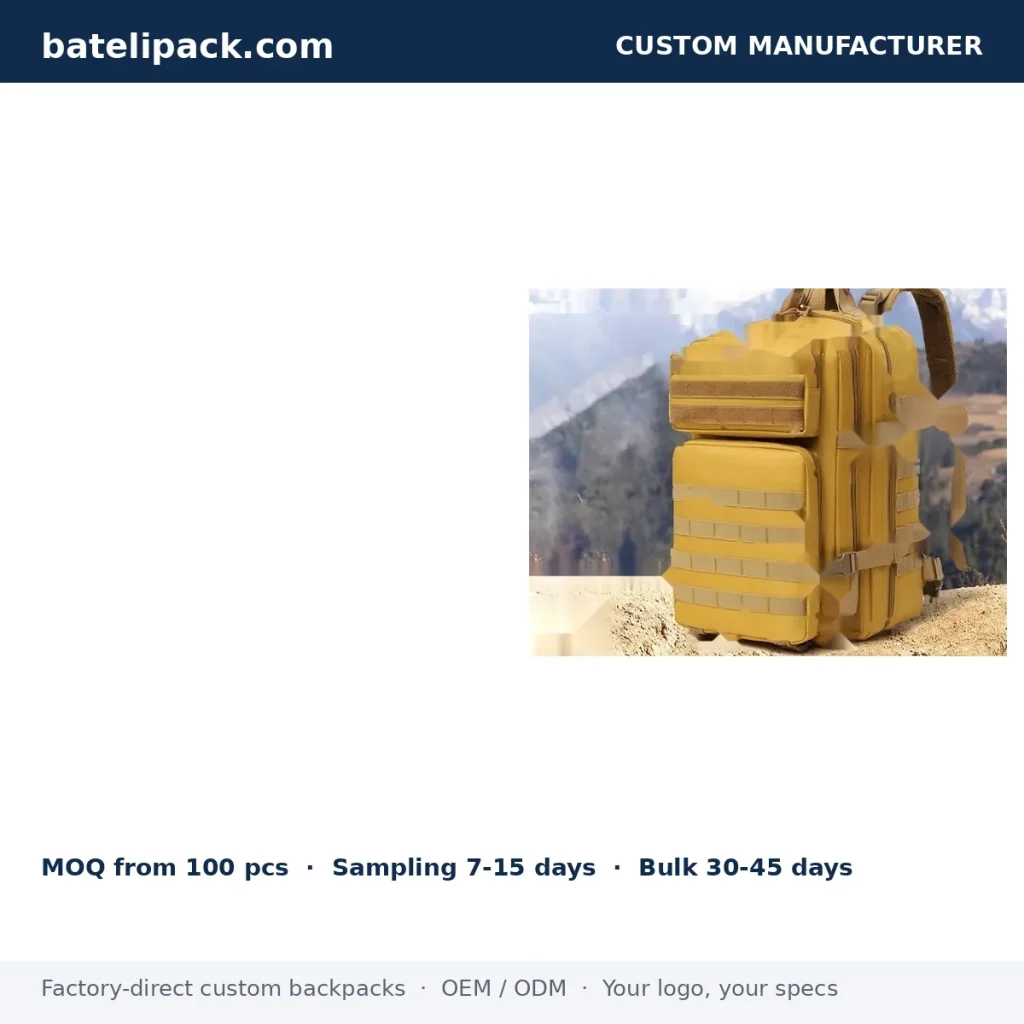 Outdoor Backpack with Water-Resistant, Large Capacity — Custom Logo & OEM