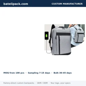 Business Backpack with Padded Laptop Compartment, Lightweight, Printed Logo — Custom Logo & OEM