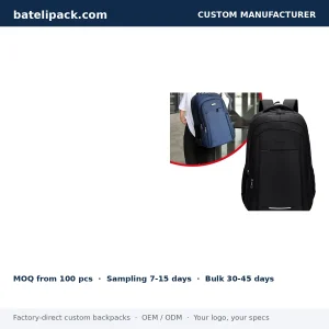 Business Backpack with Large Capacity, Padded Laptop Compartment, Outdoor Use — Custom Logo & OEM
