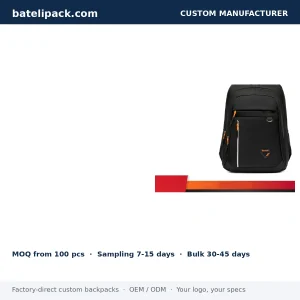 Business Backpack with Large Capacity, Padded Laptop Compartment, Multi-Pocket Layout — Custom Logo & OEM
