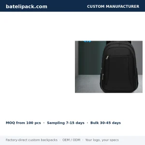 Business Backpack with Large Capacity, Padded Laptop Compartment, Separate Compartments — Custom Logo & OEM