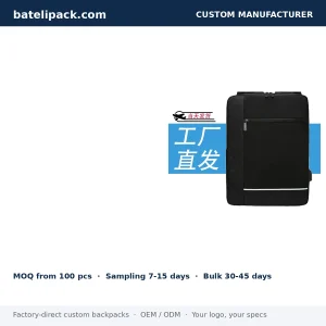 Business Backpack with Water-Repellent, Large Capacity, Padded Laptop Compartment — Custom Logo & OEM
