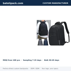 Business Backpack with Large Capacity, Padded Laptop Compartment, Travel Use — Custom Logo & OEM