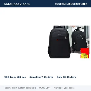 Business Backpack with Large Capacity, Padded Laptop Compartment, Outdoor Use — Custom Logo & OEM