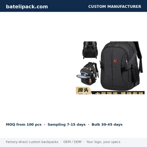 Business Backpack with USB Charging Port, Large Capacity, Padded Laptop Compartment — Custom Logo & OEM