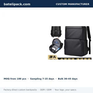 Business Backpack with Water-Repellent, Large Capacity, Padded Laptop Compartment — Custom Logo & OEM