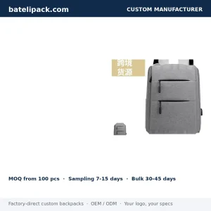 Business Backpack with Large Capacity, Padded Laptop Compartment, Custom Logo — Custom Logo & OEM