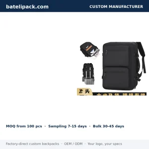 Business Backpack with Large Capacity, Padded Laptop Compartment, Abrasion-Resistant Fabric — Custom Logo & OEM
