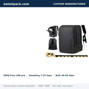 Business Backpack with Padded Laptop Compartment, Multi-Pocket Layout — Custom Logo & OEM