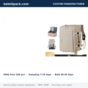 Business Backpack with USB Charging Port, Large Capacity, Padded Laptop Compartment — Custom Logo & OEM