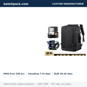 Business Backpack with USB Charging Port, Large Capacity, Abrasion-Resistant Fabric — Custom Logo & OEM