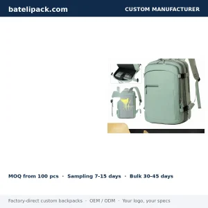 Business Backpack with Large Capacity, Padded Laptop Compartment, Travel Use — Custom Logo & OEM