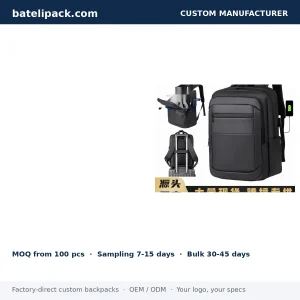 Business Backpack with USB Charging Port, Large Capacity, Padded Laptop Compartment — Custom Logo & OEM