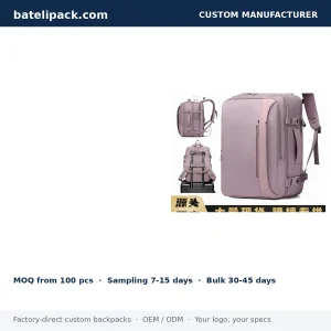 Business Backpack with Large Capacity, Padded Laptop Compartment, Multi-Pocket Layout — Custom Logo & OEM