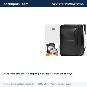 Business Backpack with Large Capacity, Padded Laptop Compartment, Abrasion-Resistant Fabric — Custom Logo & OEM