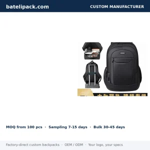 Business Backpack with Large Capacity, Padded Laptop Compartment, Abrasion-Resistant Fabric — Custom Logo & OEM