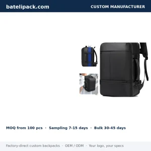Business Backpack with Large Capacity, Padded Laptop Compartment, Abrasion-Resistant Fabric — Custom Logo & OEM