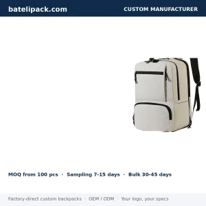 Business Backpack with Padded Laptop Compartment, Travel Use — Custom Logo & OEM