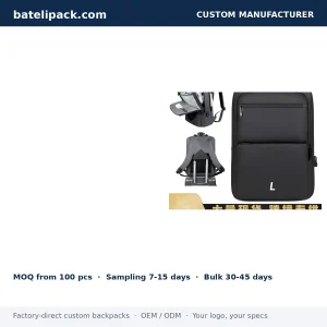 Business Backpack with Large Capacity, Padded Laptop Compartment, Multi-Pocket Layout — Custom Logo & OEM