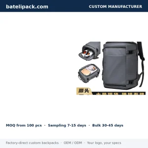 Business Backpack with Large Capacity, Padded Laptop Compartment, Abrasion-Resistant Fabric — Custom Logo & OEM