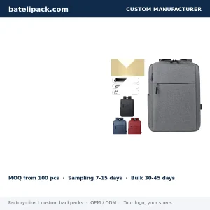 Business Backpack with Large Capacity, Padded Laptop Compartment, Custom Logo — Custom Logo & OEM