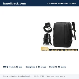 Business Backpack with Large Capacity, Padded Laptop Compartment — Custom Logo & OEM