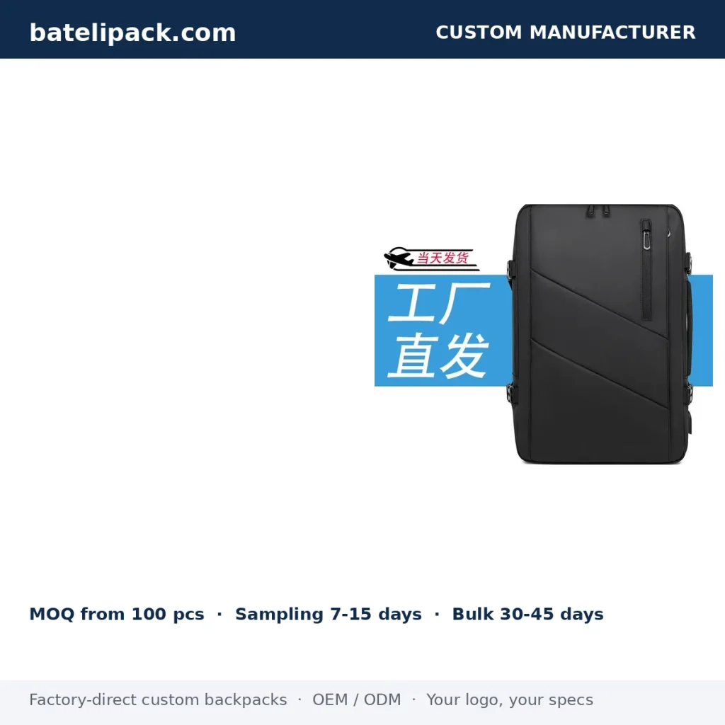 Business Backpack with Large Capacity, Padded Laptop Compartment — Custom Logo & OEM