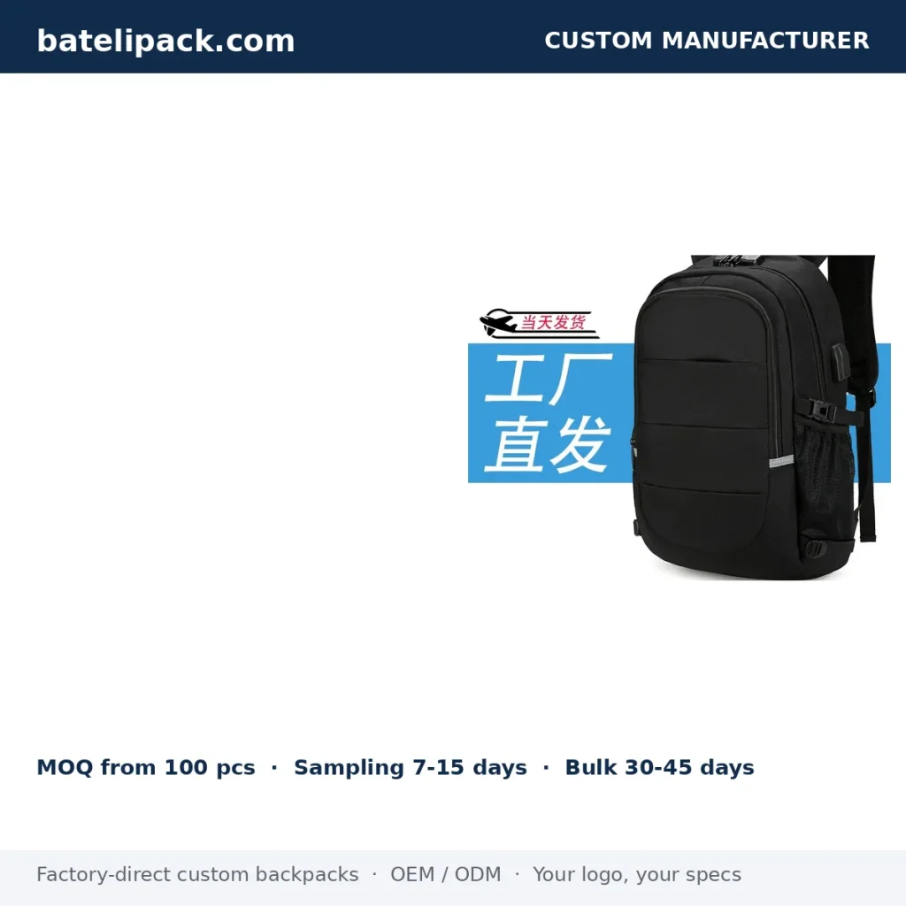 Business Backpack with Large Capacity, Padded Laptop Compartment — Custom Logo & OEM