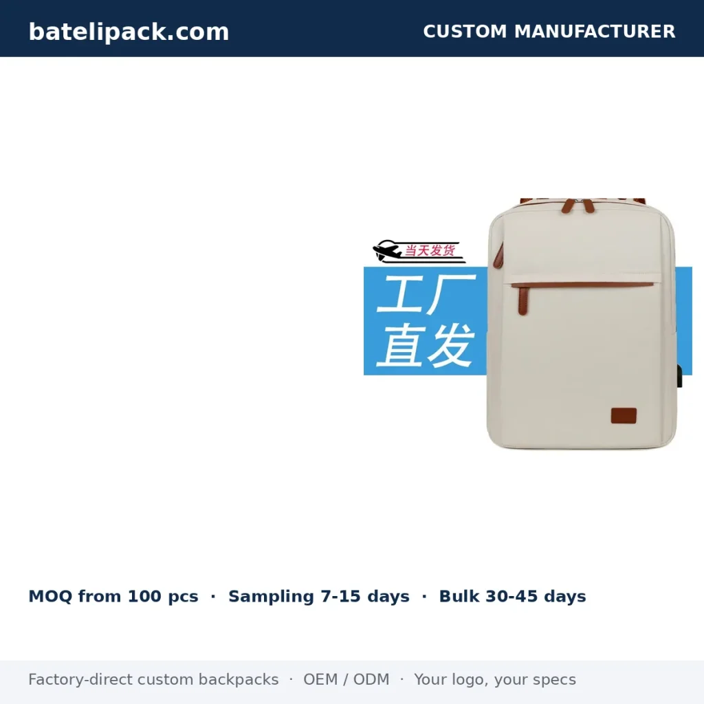 Business Backpack with Large Capacity, Padded Laptop Compartment — Custom Logo & OEM