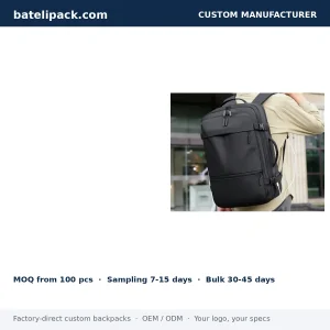 Business Backpack with Water-Resistant, Large Capacity, Padded Laptop Compartment — Custom Logo & OEM