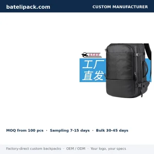 Business Backpack with Large Capacity, Separate Compartments, Sport Use — Custom Logo & OEM