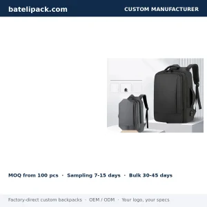 Business Backpack with Padded Laptop Compartment, Travel Use — Custom Logo & OEM
