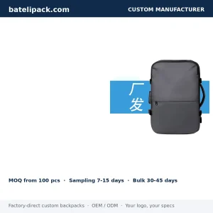 Business Backpack with USB Charging Port, Large Capacity, Padded Laptop Compartment — Custom Logo & OEM
