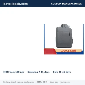 Business Backpack with Water-Repellent, Large Capacity, Padded Laptop Compartment — Custom Logo & OEM