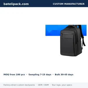Business Backpack with Large Capacity, Padded Laptop Compartment, Travel Use — Custom Logo & OEM