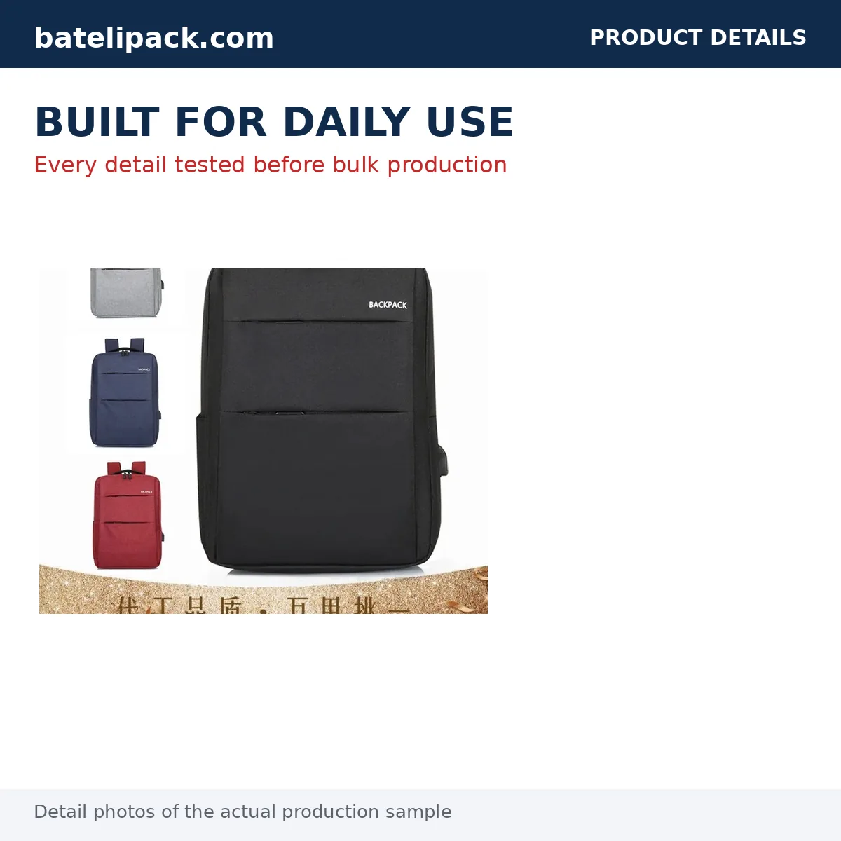 Business Backpack with Large Capacity, Padded Laptop Compartment, School Use — Custom Logo & OEM