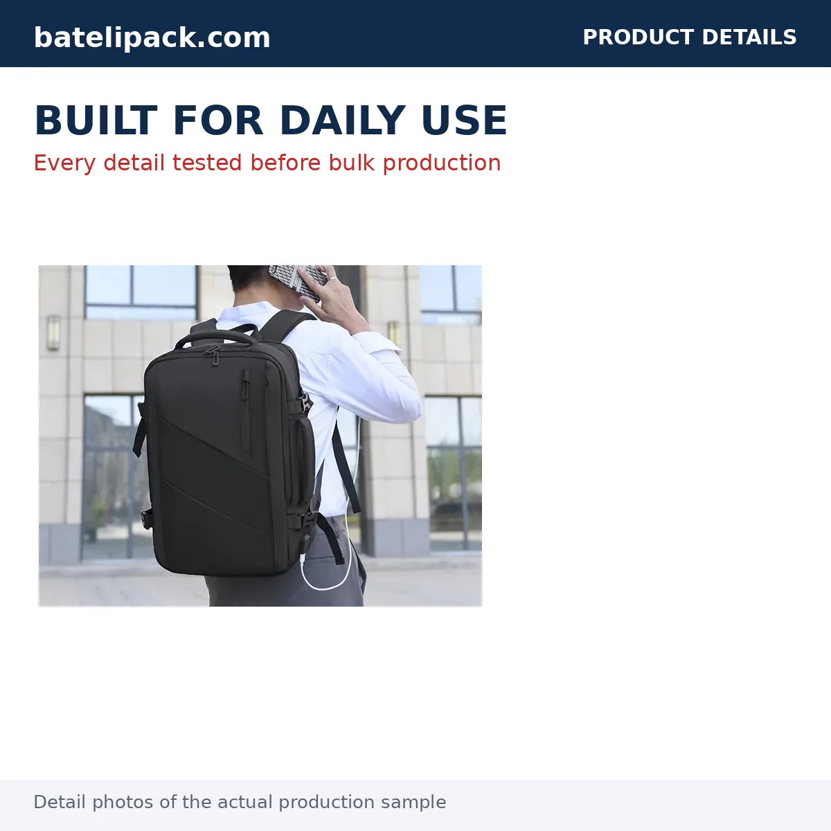 Business Backpack with Large Capacity, Padded Laptop Compartment, Travel Use — Custom Logo & OEM