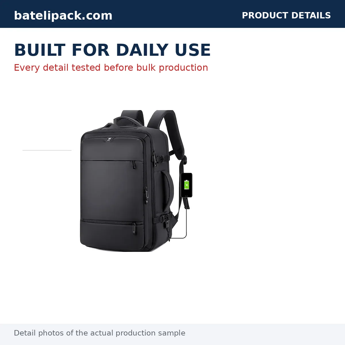 Business Backpack with Water-Repellent, Large Capacity, Padded Laptop Compartment — Custom Logo & OEM
